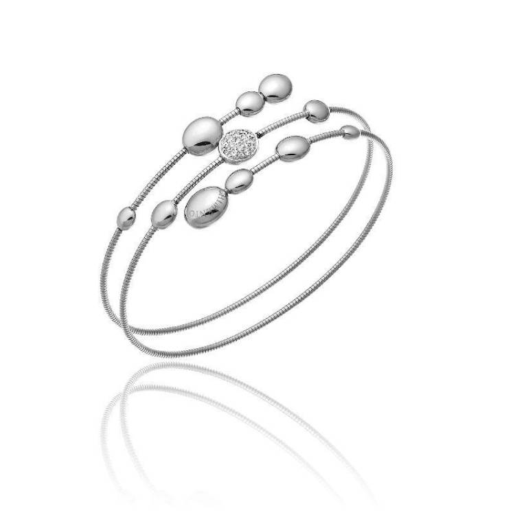 Chimento Armillas Acqua 18ct White Gold 0.13ct Diamond Triple Row Bangle - S