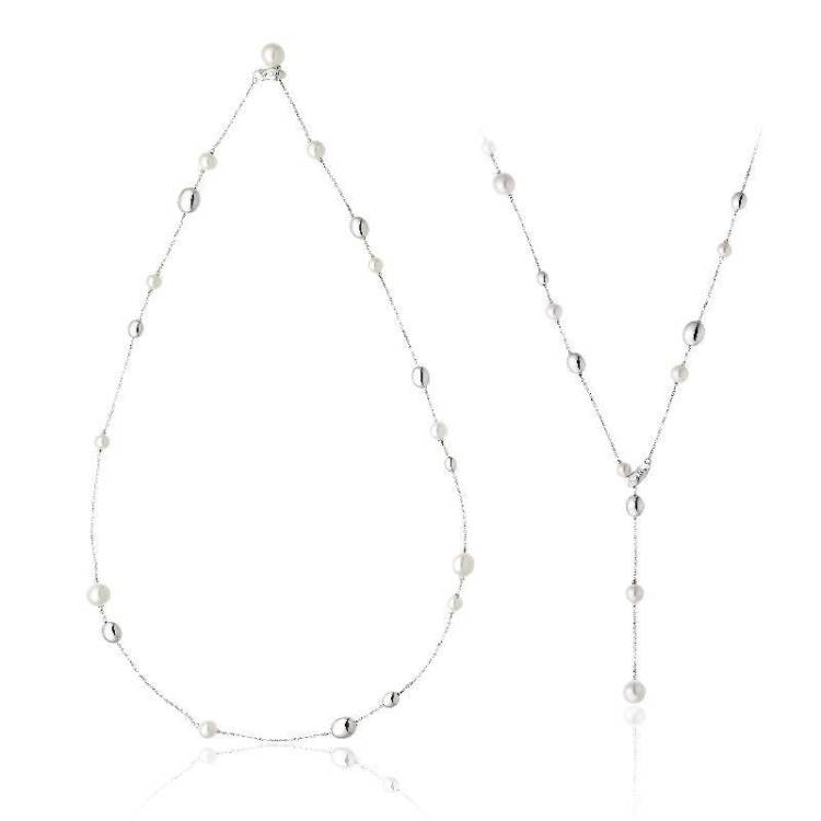 Chimento Armillas Acqua 18ct White Gold Pearl Diamond Necklace - 42cm