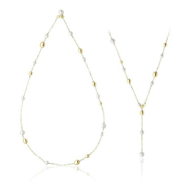 Chimento Armillas Acqua 18ct Yellow Gold Pearl Diamond Necklace - 50cm