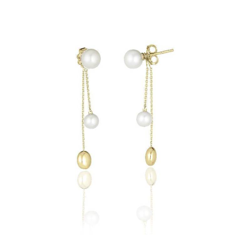 Chimento Armillas Acqua 18ct Yellow Gold Pearl Double Drop Earrings