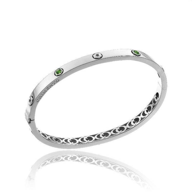 Chimento Armillas Be Mine 18ct White Gold 0.32ct Emerald Bangle - S