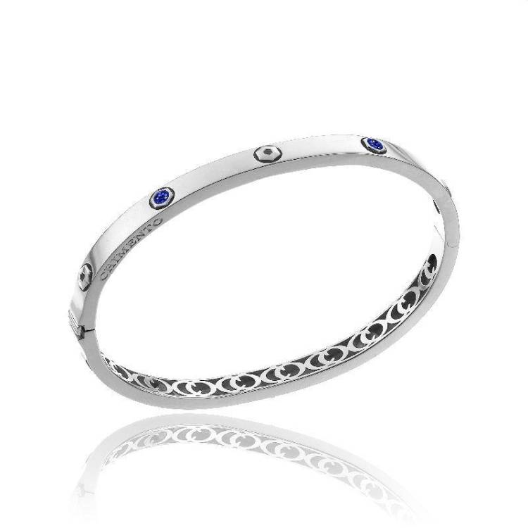 Chimento Armillas Be Mine 18ct White Gold 0.40ct Sapphire Bangle - XS