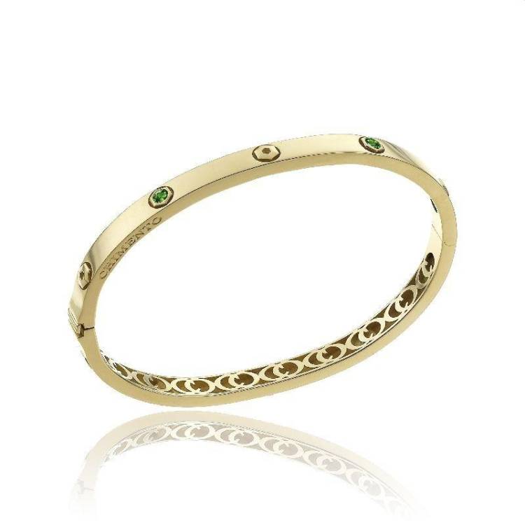 Chimento Armillas Be Mine 18ct Yellow Gold 0.32ct Emerald Bangle - XS