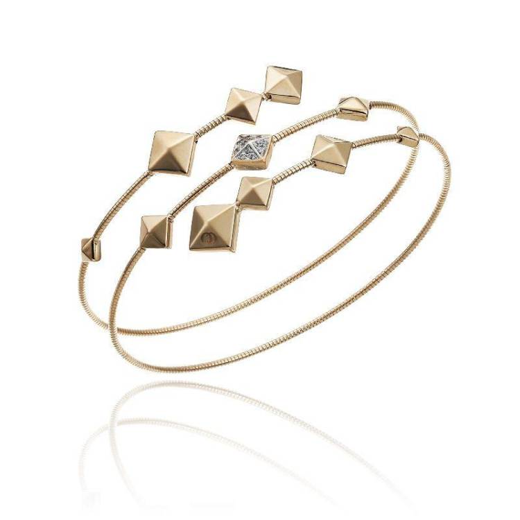 Chimento Armillas Pyramis 18ct Rose Gold Diamond Spiral Bangle - L