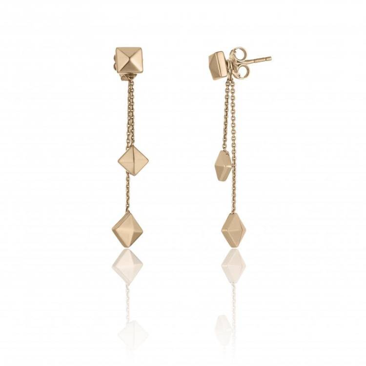 Chimento Armillas Pyramis 18ct Rose Gold Studs Double Drop Earrings