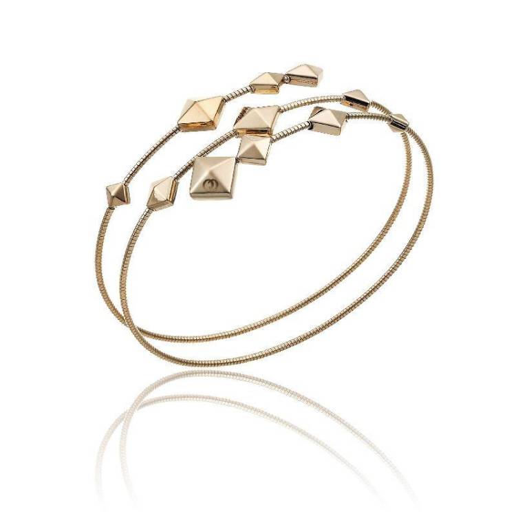 Chimento Armillas Pyramis 18ct Rose Gold Studs Spiral Bangle - L