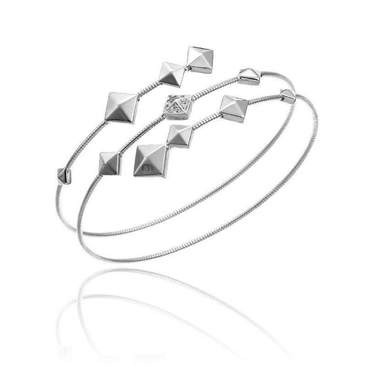 Chimento Armillas Pyramis 18ct White Gold Diamond Spiral Bangle - L
