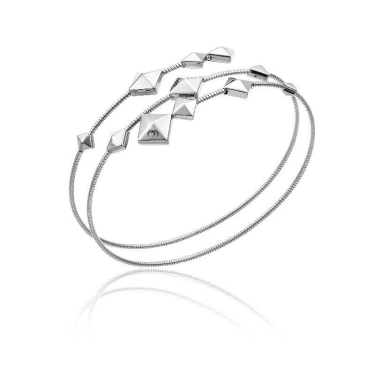 Chimento Armillas Pyramis 18ct White Gold Studs Spiral Bangle - L