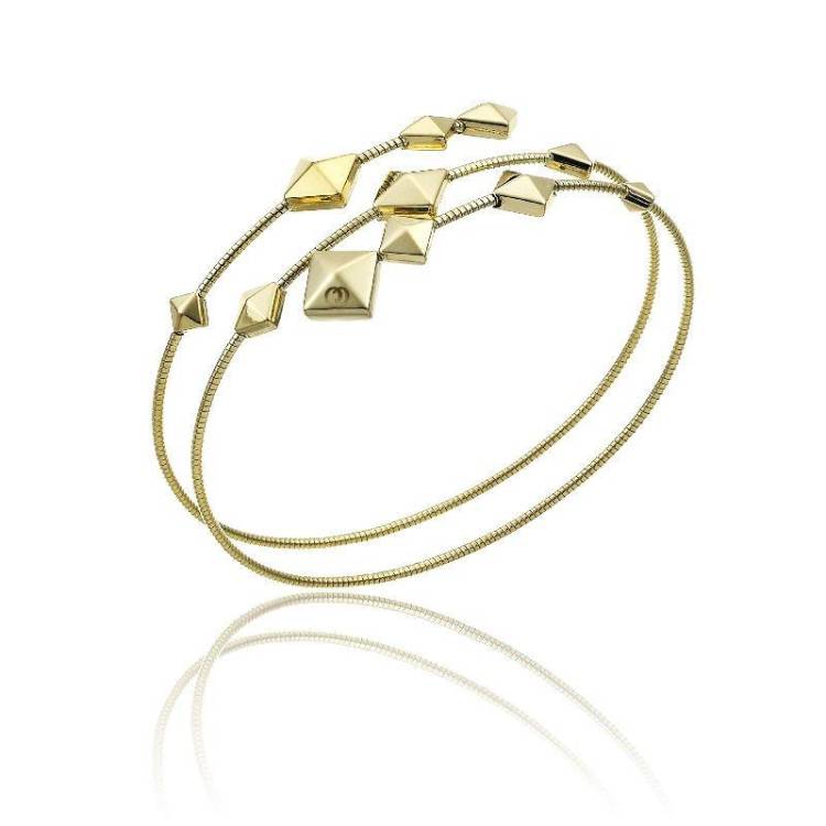 Chimento Armillas Pyramis 18ct Yellow Gold Studs Spiral Bangle - L