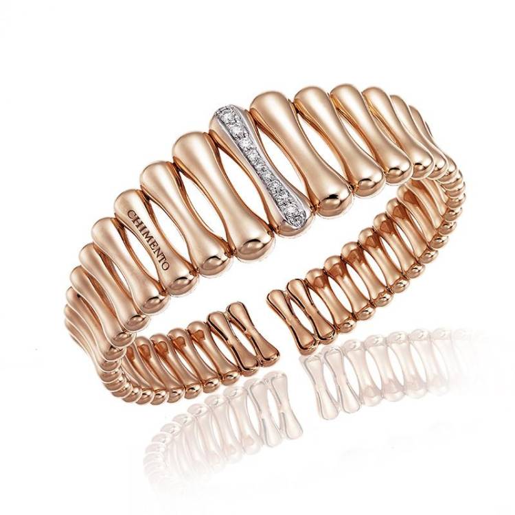 Chimento Bamboo 18ct Rose Gold 0.27ct Diamond Bangle - Option1 Value Rose Gold