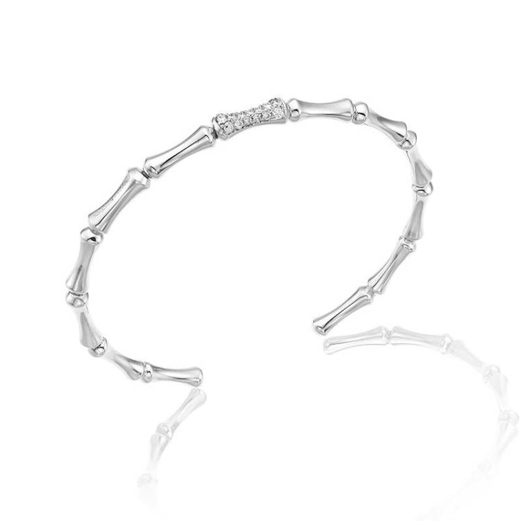 Chimento Bamboo 18ct White Gold 0.19ct Diamond Bangle - Option1 Value White Gold