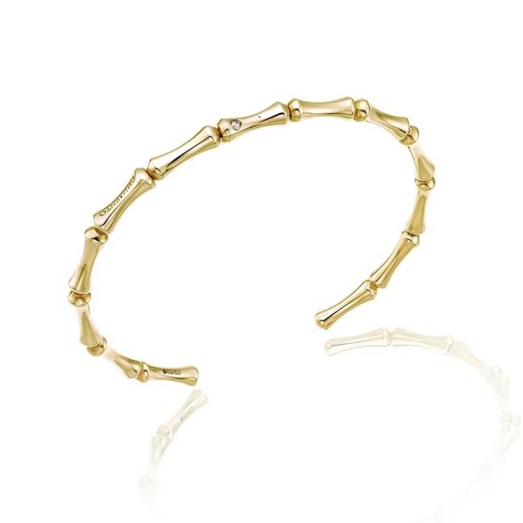 Chimento Bamboo 18ct Yellow Gold Diamond Bangle - Option1 Value Yellow Gold