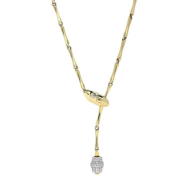 Chimento Bamboo 18ct Yellow Gold 0.11ct Diamond Necklace - Yellow Gold