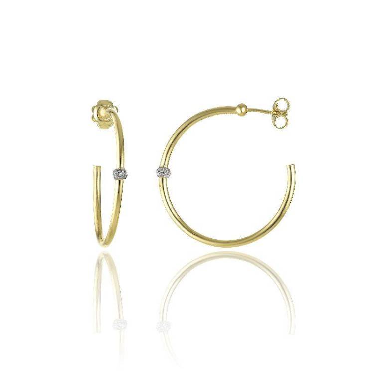 Chimento Bamboo Flirt 18ct Yellow Gold 0.20ct Diamond Hoop Earrings
