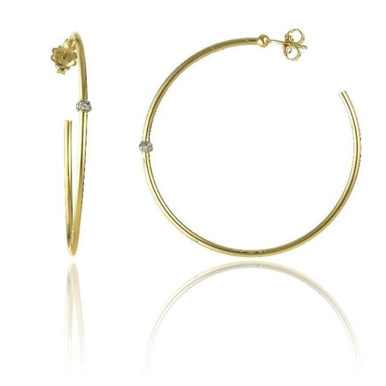 Chimento Bamboo Flirt 18ct Yellow Gold 0.20ct Diamond Large Hoop Earrings