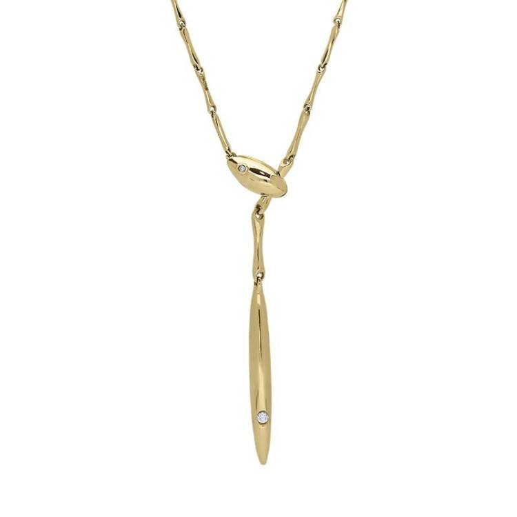 Chimento Bamboo Navette 18ct Yellow Gold Diamond Necklace - Option1 Value Yellow Gold