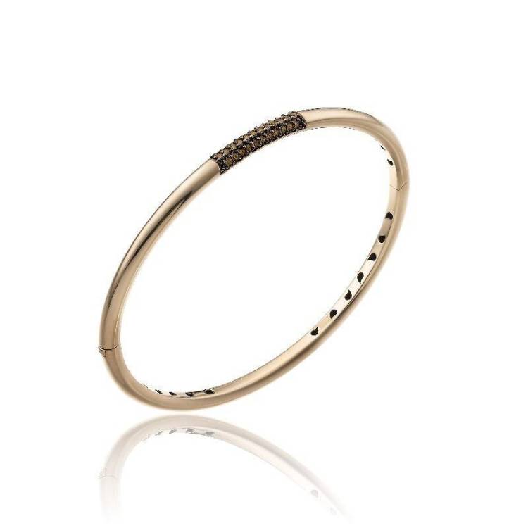 Chimento Bamboo Pure 18ct Rose Gold 0.31ct Brown Diamond Bangle