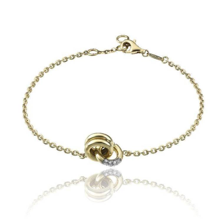 Chimento Bamboo Pure 18ct Yellow Gold 0.10ct Diamond Bracelet