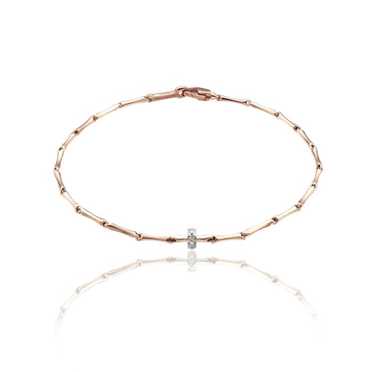 Chimento Bamboo Shine 18ct Rose Gold 0.05ct Diamond Bracelet - L