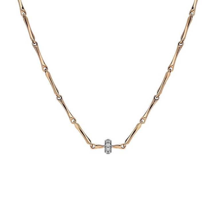 Chimento Bamboo Shine 18ct Rose Gold Diamond Necklace - 45cm