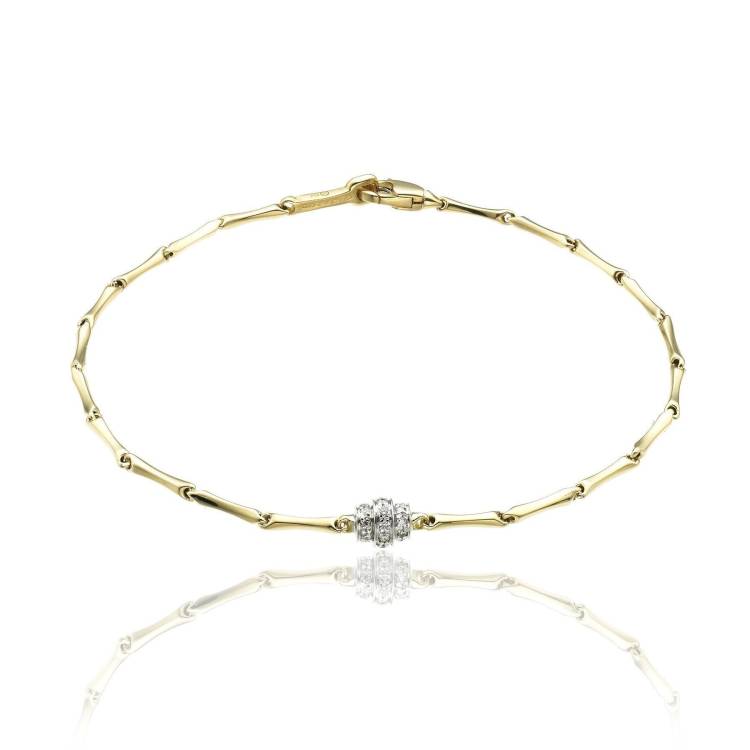 Chimento Bamboo Shine 18ct Yellow Gold 0.10ct Diamond Bracelet - S