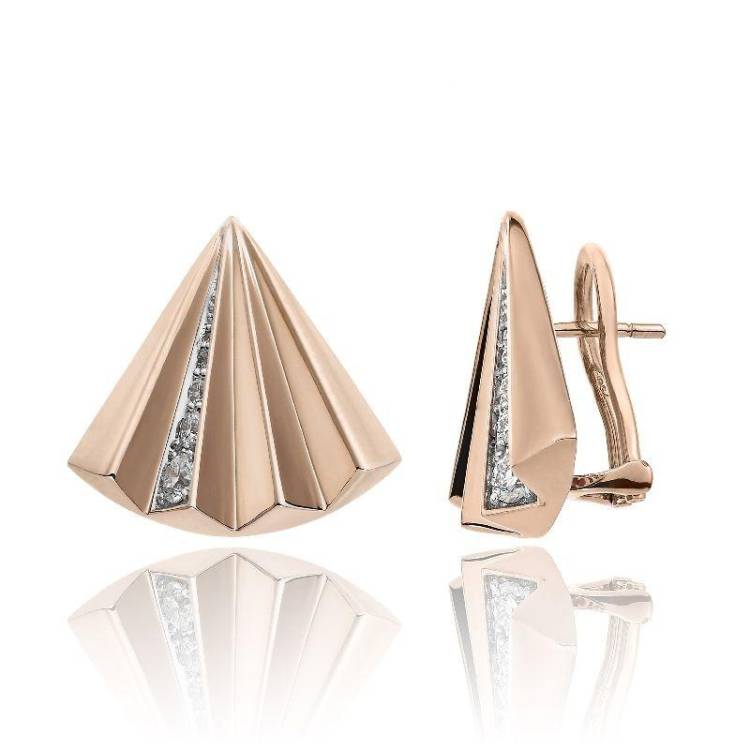 Chimento Bamboo Sipario 18ct Rose Gold 0.31ct Diamond Stud Earrings
