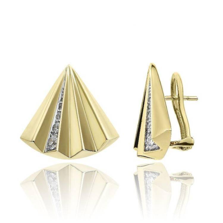 Chimento Bamboo Sipario 18ct Yellow Gold 0.31ct Diamond Stud Earrings