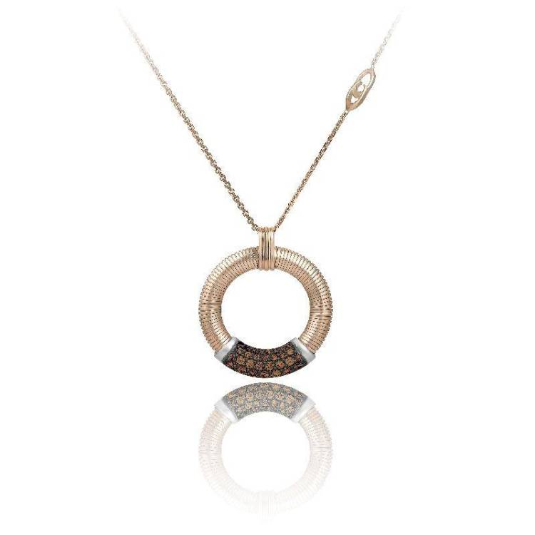 Chimento Stardust Pave 18ct Rose Gold 0.26ct Brown Diamond Circle Necklace