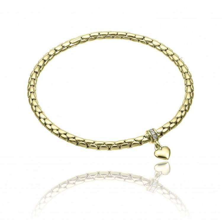 Chimento Stretch Charm 18ct Yellow Gold Diamond Heart Charm Bracelet - L