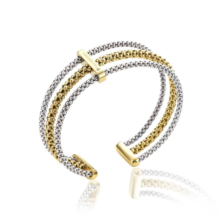 Chimento Stretch Multi 18ct Yellow Gold Diamond Three Strand Bangle - Option1 Value White Gold