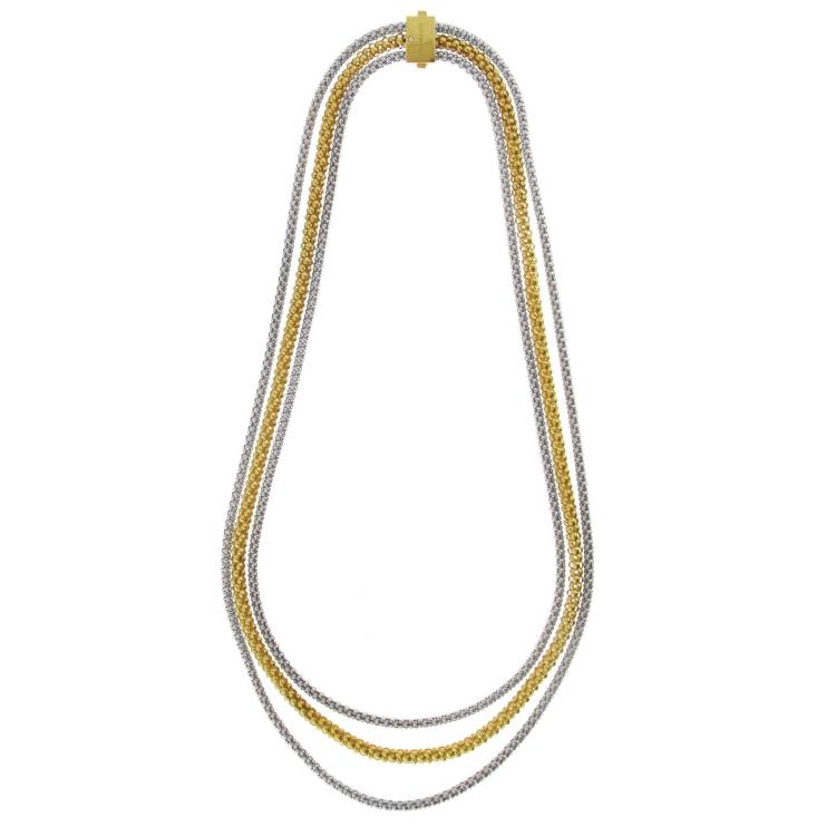 Chimento Stretch Multi 18ct Yellow Gold Diamond Three Strand Necklace - 43cm