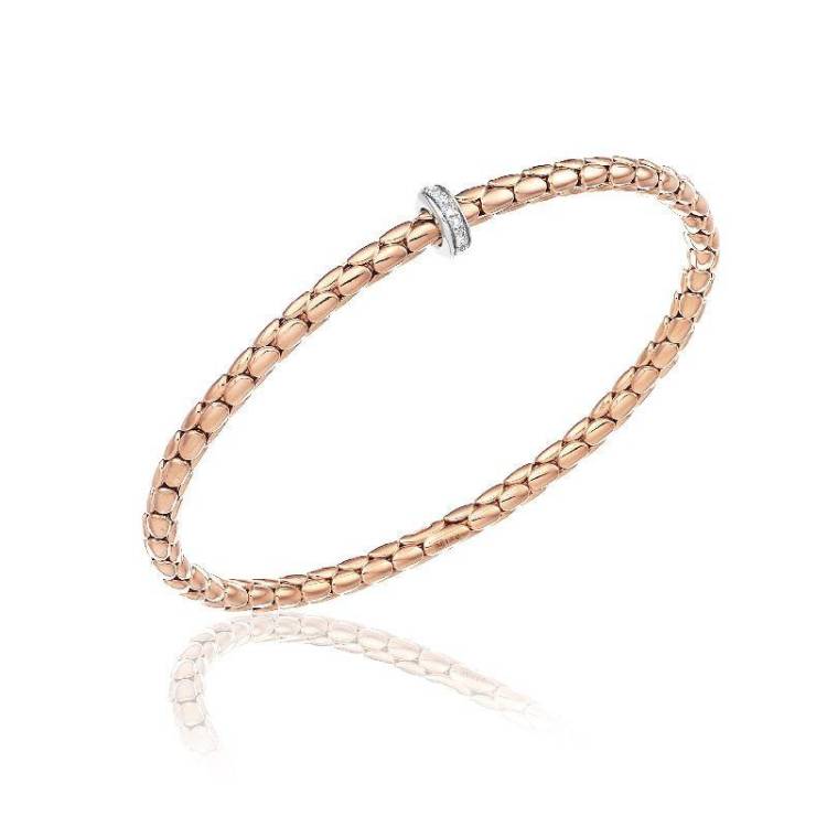 Chimento Stretch Spring 18ct Rose Gold 0.10ct Diamond Bracelet - S