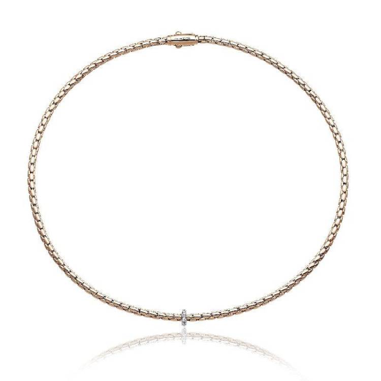 Chimento Stretch Spring 18ct Rose Gold 0.10ct Diamond Necklace - 42cm