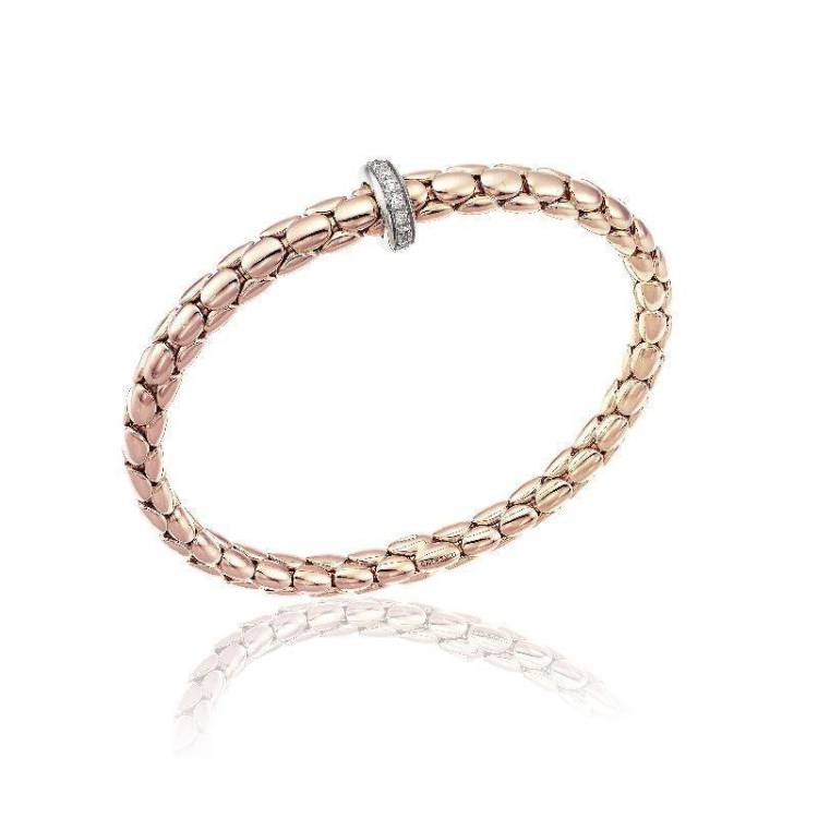 Chimento Stretch Spring 18ct Rose Gold 0.19ct Diamond Bracelet - L