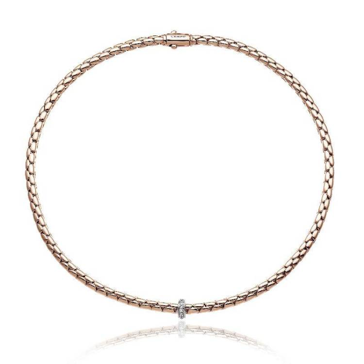 Chimento Stretch Spring 18ct Rose Gold 0.19ct Diamond Necklace - 42cm