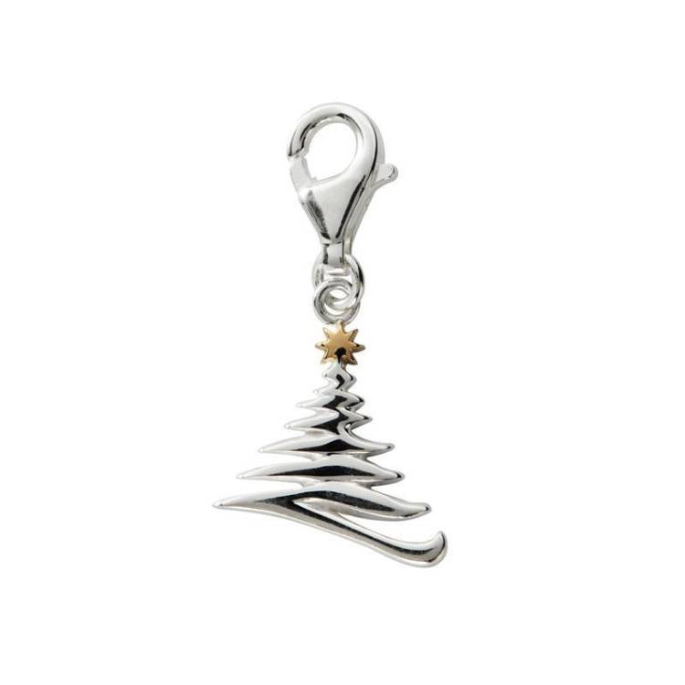 Sterling Silver Zig Zag Christmas Tree Charm - Option1 Value Yellow Gold