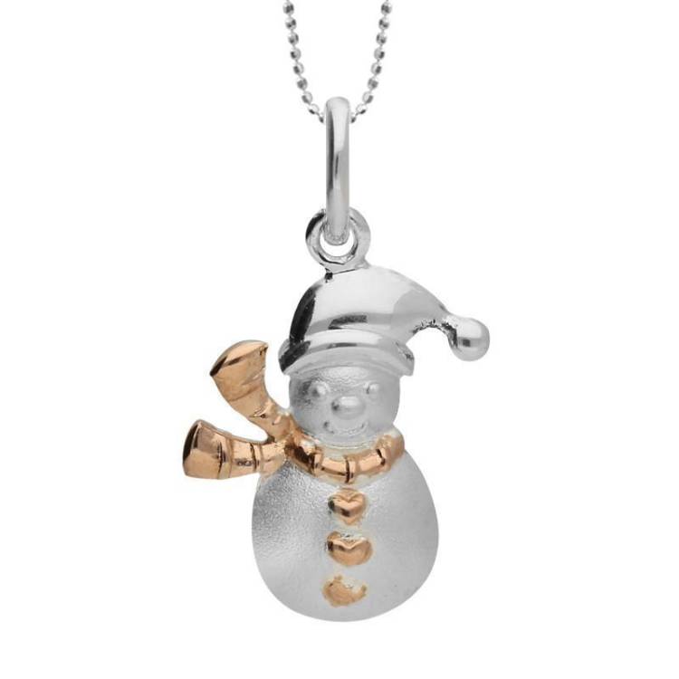 Rose Gold Plated Sterling Silver Snowman Necklace - Option1 Value Silver