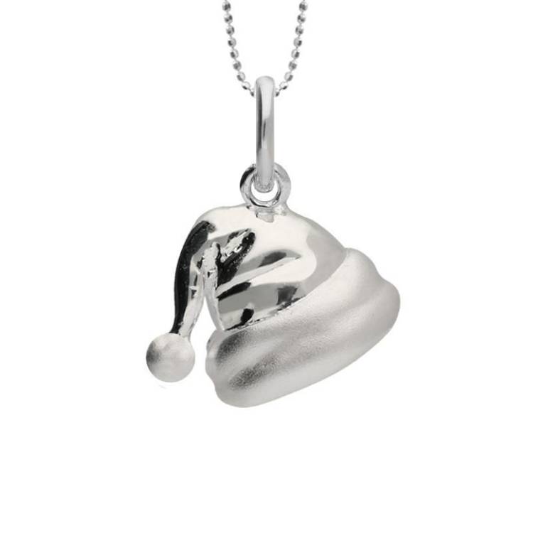 Sterling Silver Santa Hat Necklace - Option1 Value Silver