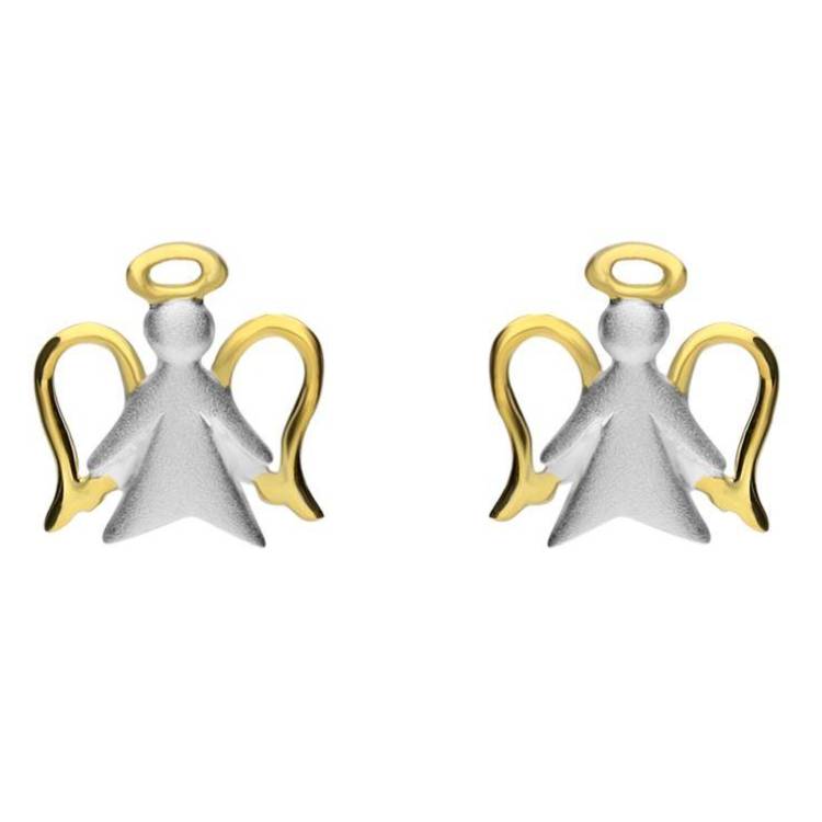 Yellow Gold Sterling Silver Plated Angel Stud Earrings - Option1 Value Yellow Gold