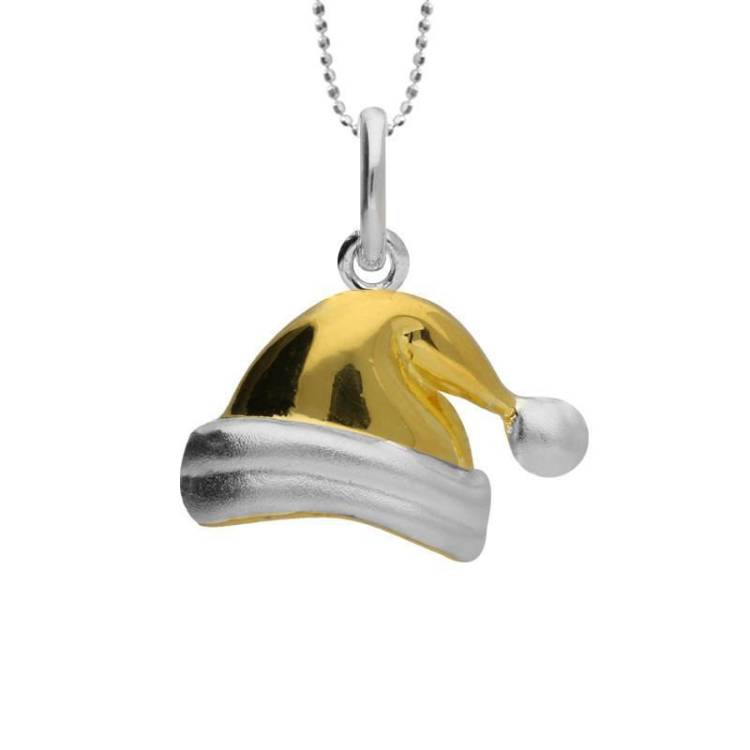Yellow Gold Plated Sterling Silver Santa Hat Necklace - Option1 Value Yellow Gold