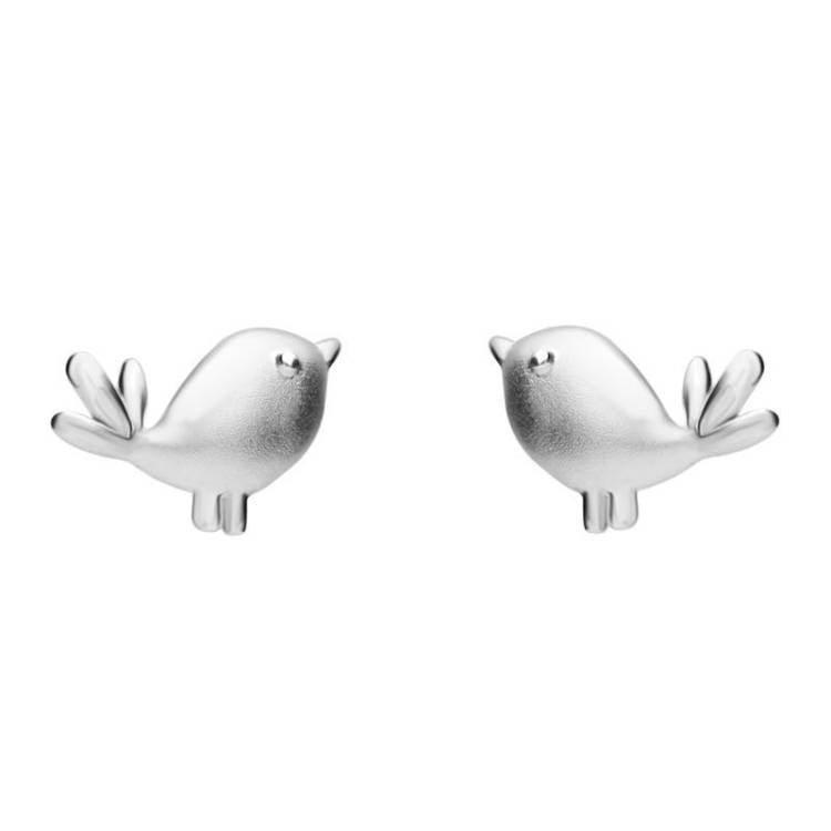 Sterling Silver Robin Stud Earrings - Option1 Value Silver