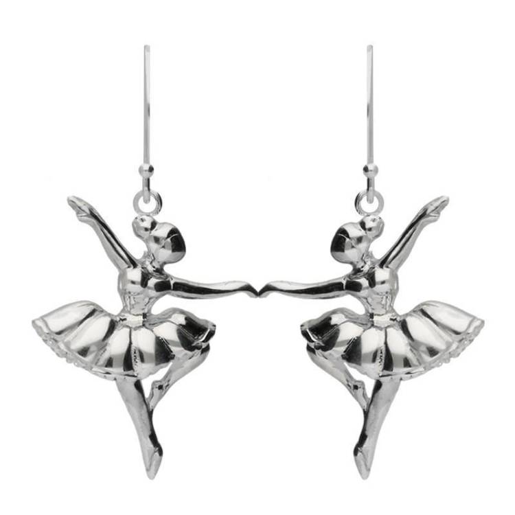 Sterling Silver Ballerina Passe Hook Drop Earrings - Option1 Value Silver