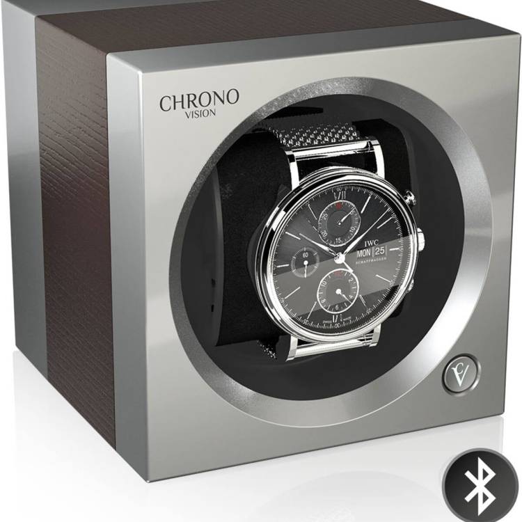 Chronovision One Watch Winder Bluetooth Oak Silk Chrome Silk - Black