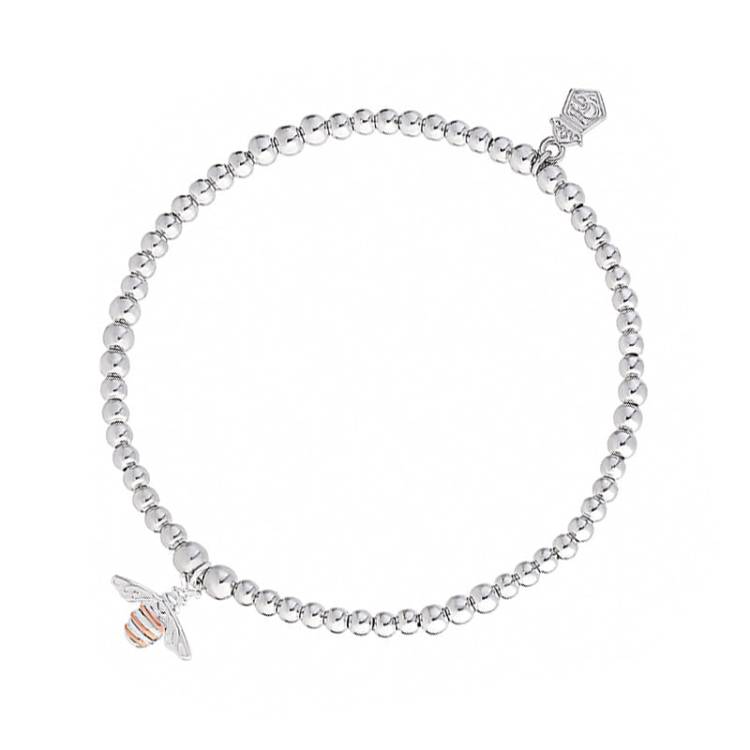 Clogau Affinity Sterling Silver Honey Bee Beaded Bracelet - 16.5cm-17.5cm