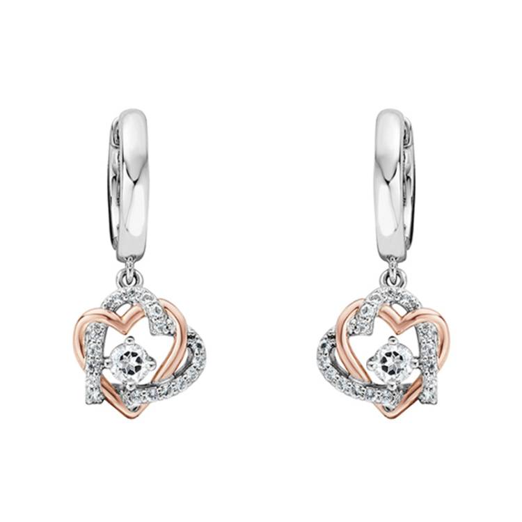 Clogau Always in my Heart Sterling Silver White Topaz Drop Earrings - Sterling Silver