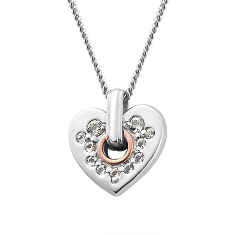 Clogau Cariad Sparkle Small Heart Sterling Silver Pendant - Sterling Silver