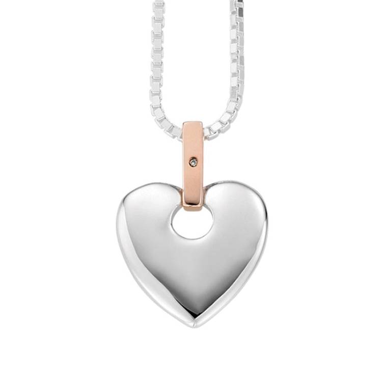 Clogau Cariad Sterling Silver Diamond Heart Necklace - Silver