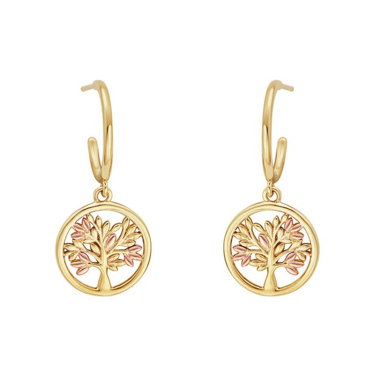 Clogau Tree of Life 9ct Gold Drop Earrings - Gold