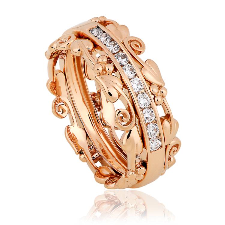 Clogau 1854 Am Byth 18ct Rose Gold Diamond Ring - J