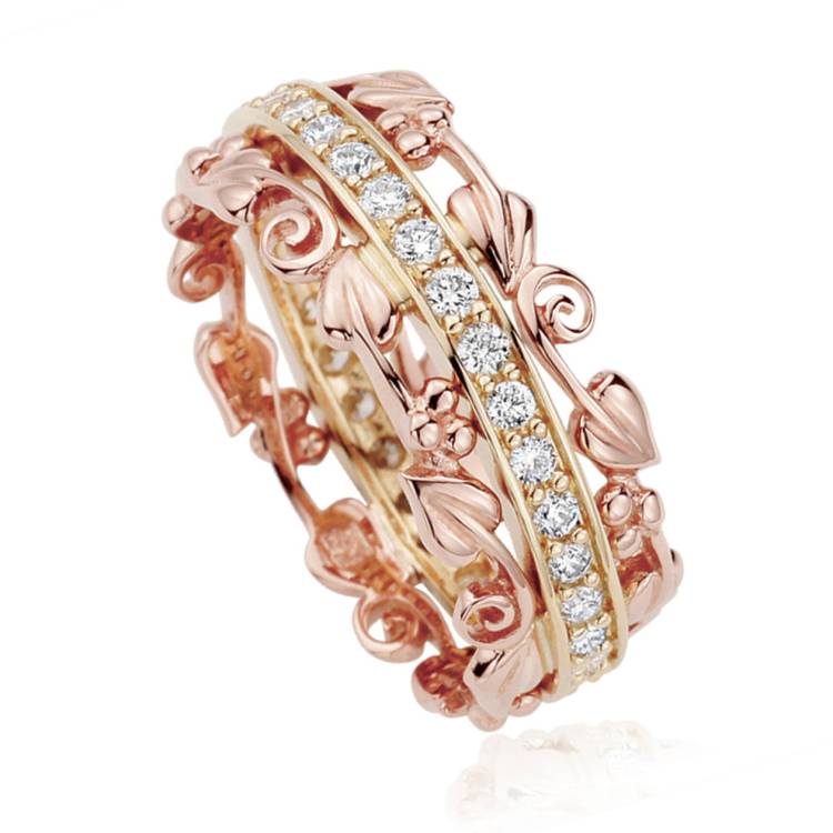 Clogau Am Byth 18ct Rose and Yellow Gold Diamond Ring - T
